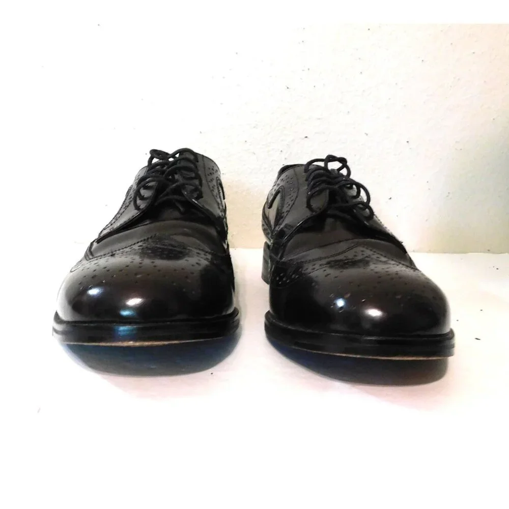 Nunn Bush Dress Flex Leather Oxford Shoes Mens Size 9.5 Dark Brown Wing Tip